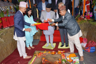 गृहमन्त्री खाणद्वारा काभ्रेमा प्रहरी प्रतिष्ठान भवन शिलान्यास