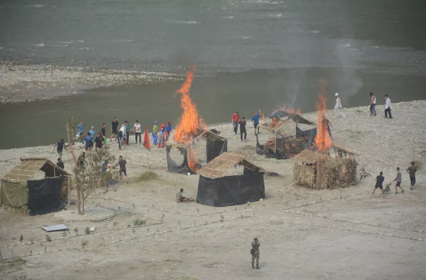 विपद् नमूना अभ्यास हेर्दै भक्कानिए बोटे समुदाय