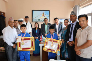 स्वर्ण पदक बिजेतालाई श्री बौद्धनाथ क्षेत्र विकासको सम्मान  